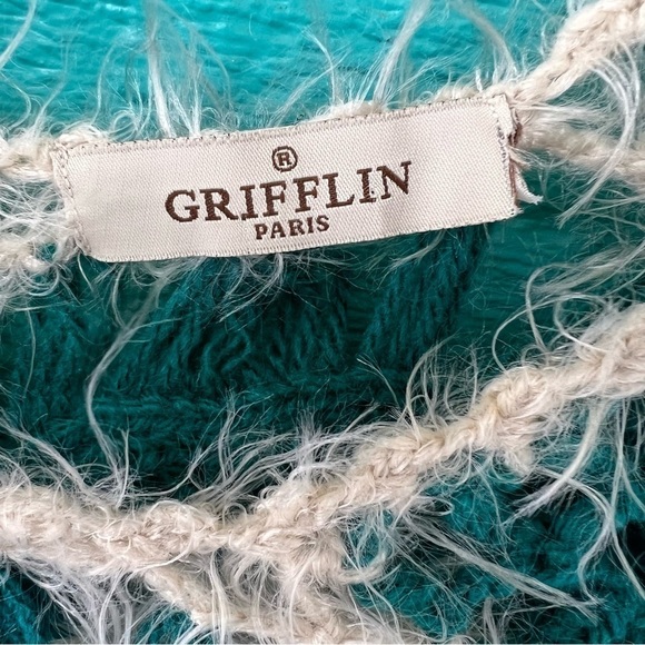 GRIFFLIN PARIS WOOL BLEND MOHAIR LOOSE KNIT CROP TOP SIZE MEDIUM - Picture 5 of 6
